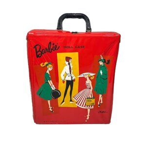Vintage 1961 Mattel Ponytail Barbie Doll Vinyl Carrying Storage Case Red